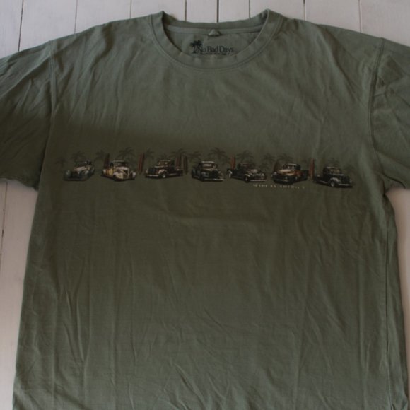 Green Oversized Vintage Truck Graphic Short Sleeve T-Shirt, 100% Cotton - Picture 4 of 5